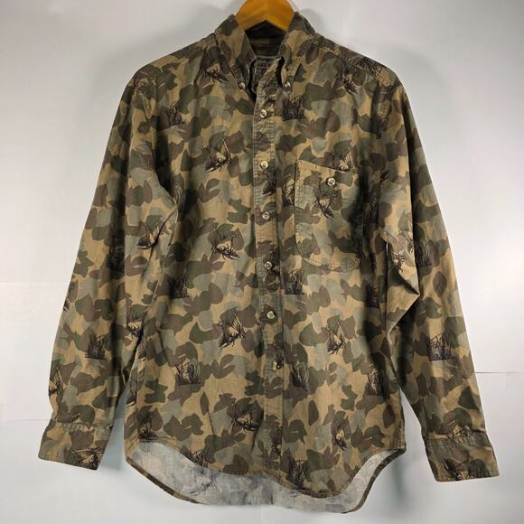Wrangler Rugged Wear Camo Long Sleeve Button Up Shirt Size M All Over Dog Print - Picture 3 of 12